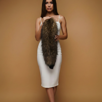 Brown Super Fluffy Fox Tail 27", Thick Faux Fur Cosplay Clip-On