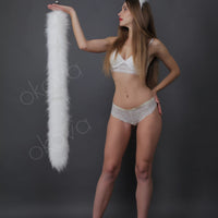 Cat tail butt plug white and Cat ears white 40"