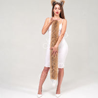 White & Orange Fox tail for cosplay 40"