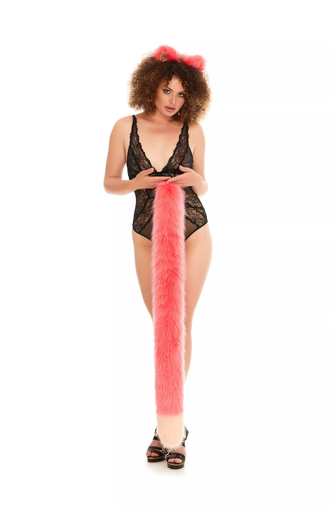 Tail Butt Plug pink with peach tip  40"