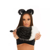 Bunny Tail Butt Plugs black with white tip 10"