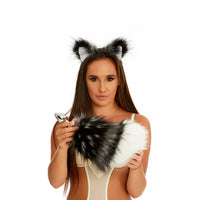 Bunny Tail Butt Plugs black with white tip 10"