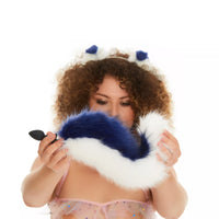 Puppy Tail Butt Plugs blue with white 12"