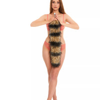 Raccoon Tail Butt Plugs brown with black stripes 25"