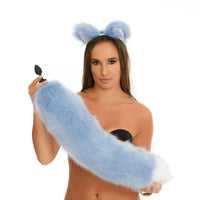 Fluffy Tail Butt Plugs grey with white tip 25"