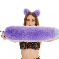 Fluffy Tail Butt Plugs lilac with grey tip 25"