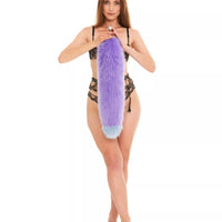 Fluffy Tail Butt Plugs lilac with grey tip 25"