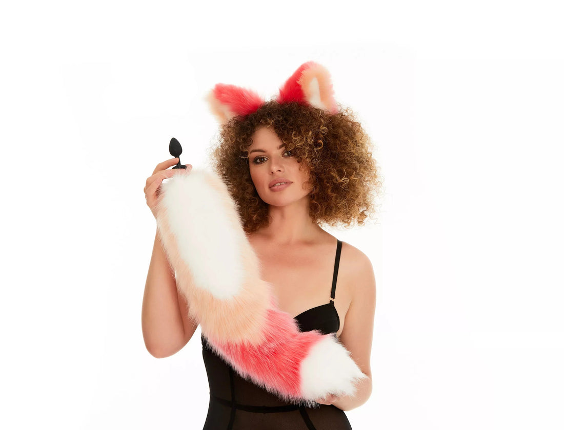 Multicolor Tail Butt Plugs white peach pink 25"