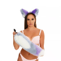 Multicolor Tail Butt Plugs white grey lilac 19"
