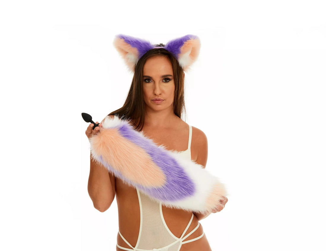 Multicolor Tail Butt Plugs peach lilac white 19"