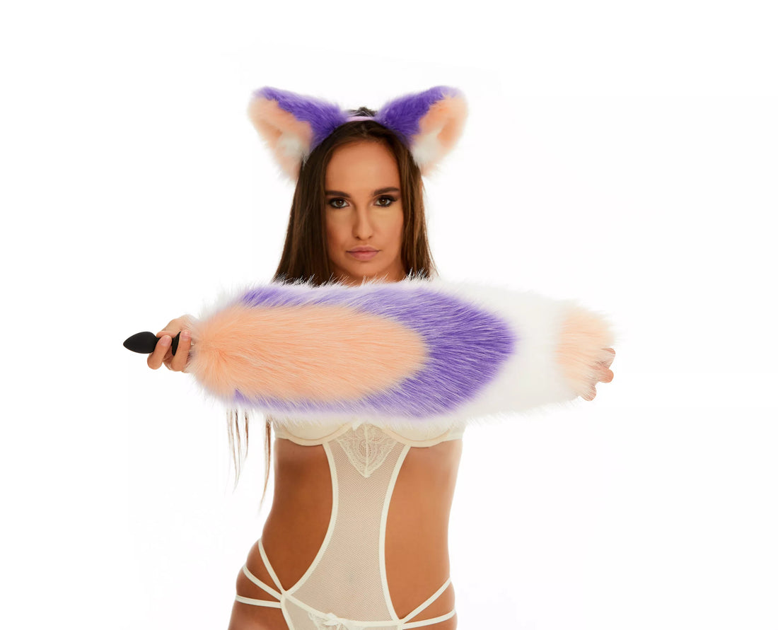 Multicolor Tail Butt Plugs peach lilac white 19"