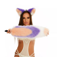 Multicolor Tail Butt Plugs peach lilac white 19"