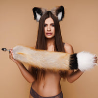 Tail butt plug multicolor orange black white 29" - OKOVA