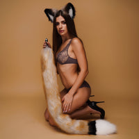 Tail butt plug multicolor orange black white 40" - OKOVA