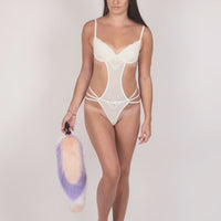Multicolor tail butt plug peach purple white 19"