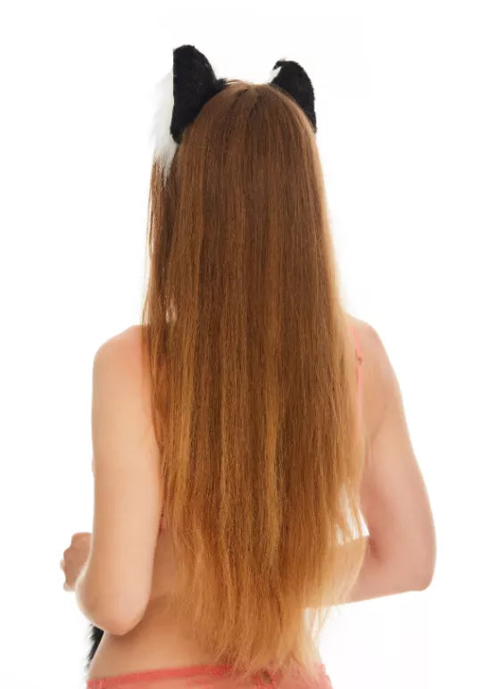 Dog ears black with white tip