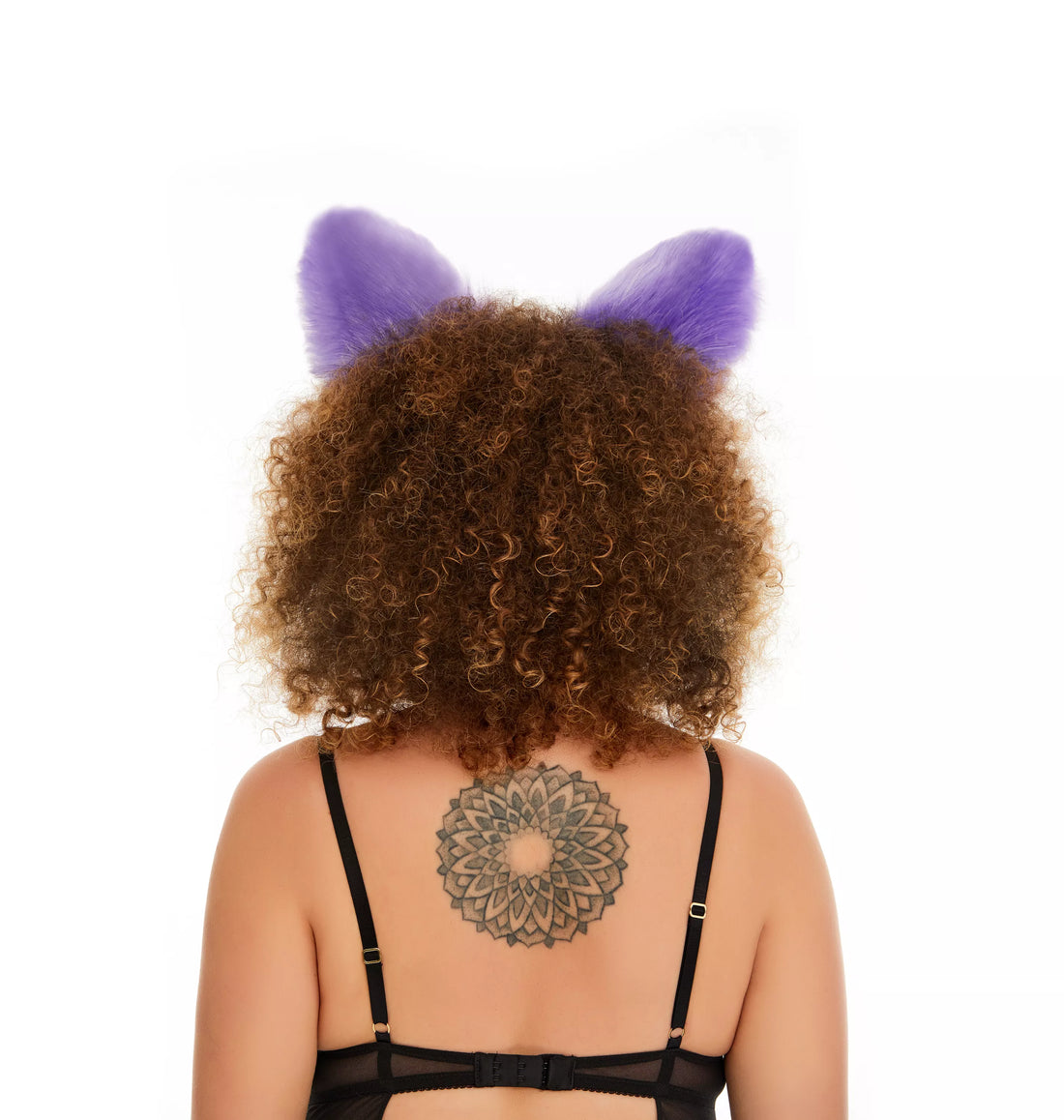 Fluffy kitsune ears purple with white tip
