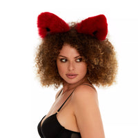 Fluffy kitsune ears deep red with black tip