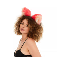 Fluffy kitsune ears bright pink with peach white tip