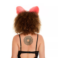 Fluffy kitsune ears bright pink with peach white tip