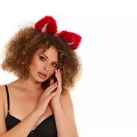 Cat ears deep red with white tip