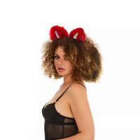 Cat ears deep red with white tip