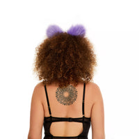 Cat ears purple with white tip and white ribbons