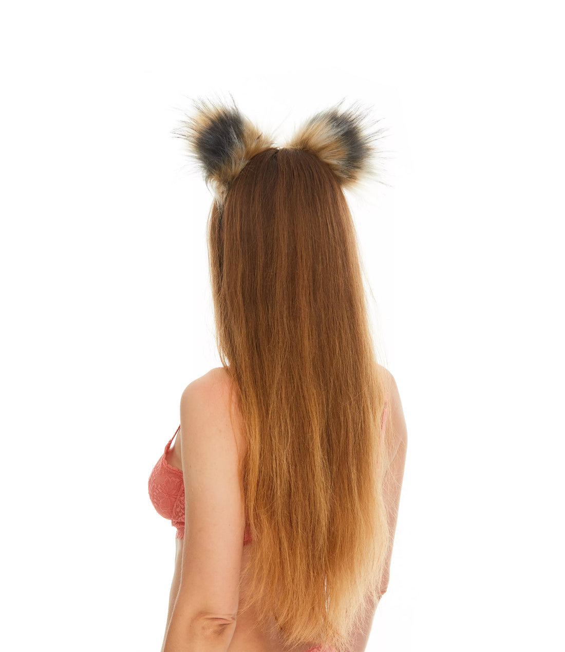 Raccoon ears brown with black stripes with black tip