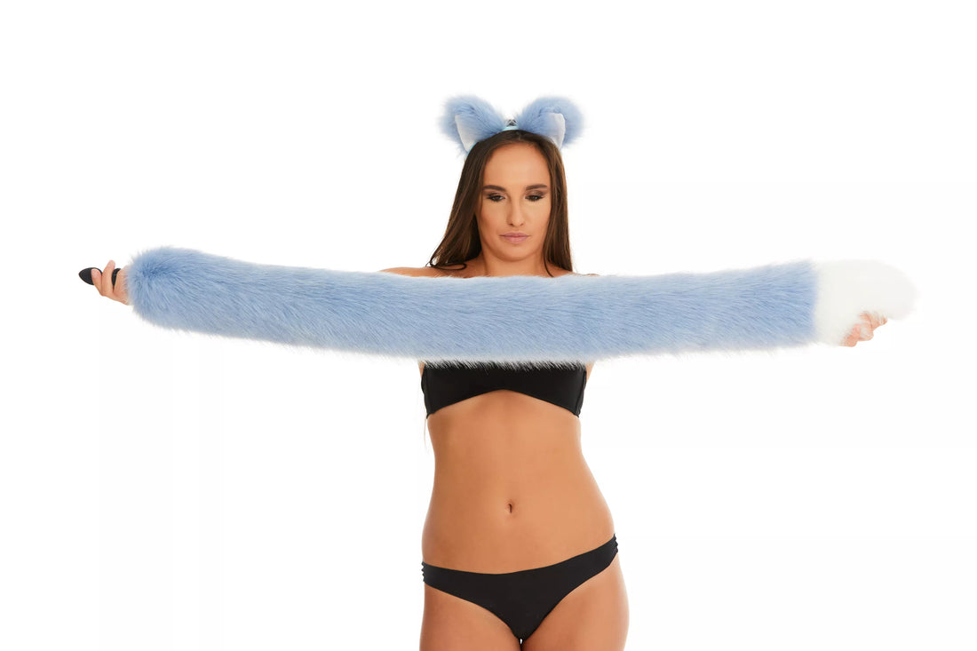 Tail Butt Plug blue with white tip  40"