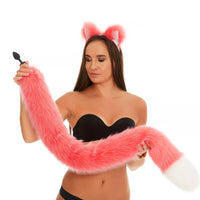 Tail Butt Plug pink with white tip 40"