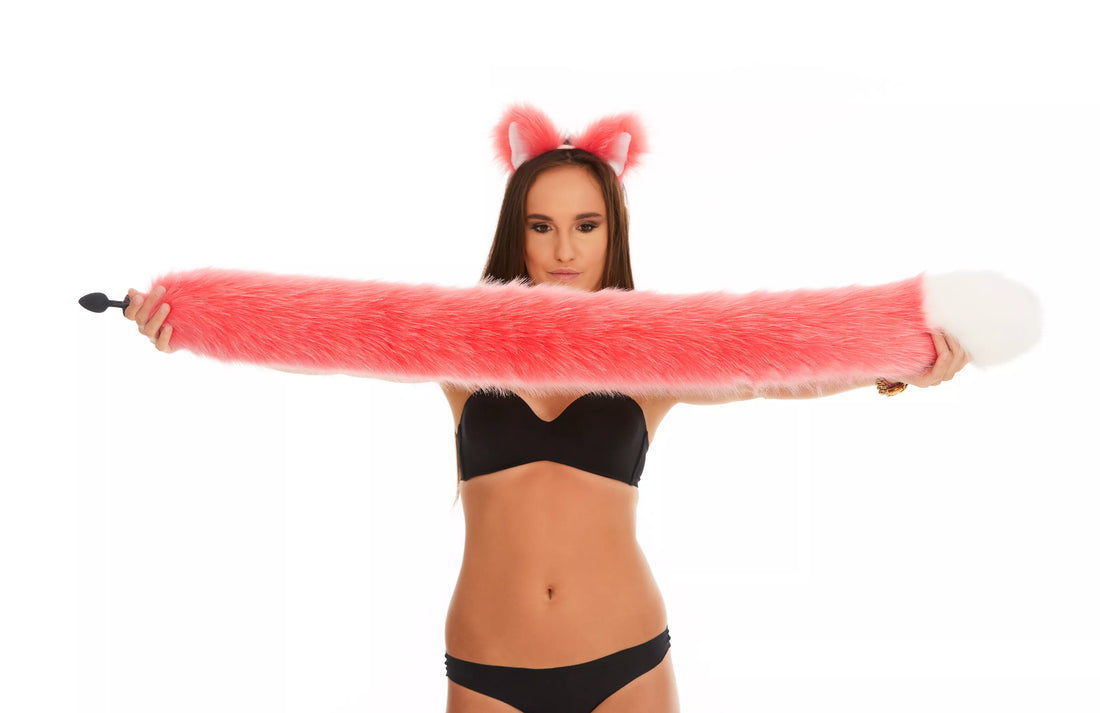 Tail Butt Plug pink with white tip  40"