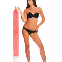 Tail Butt Plug pink with white tip 40"