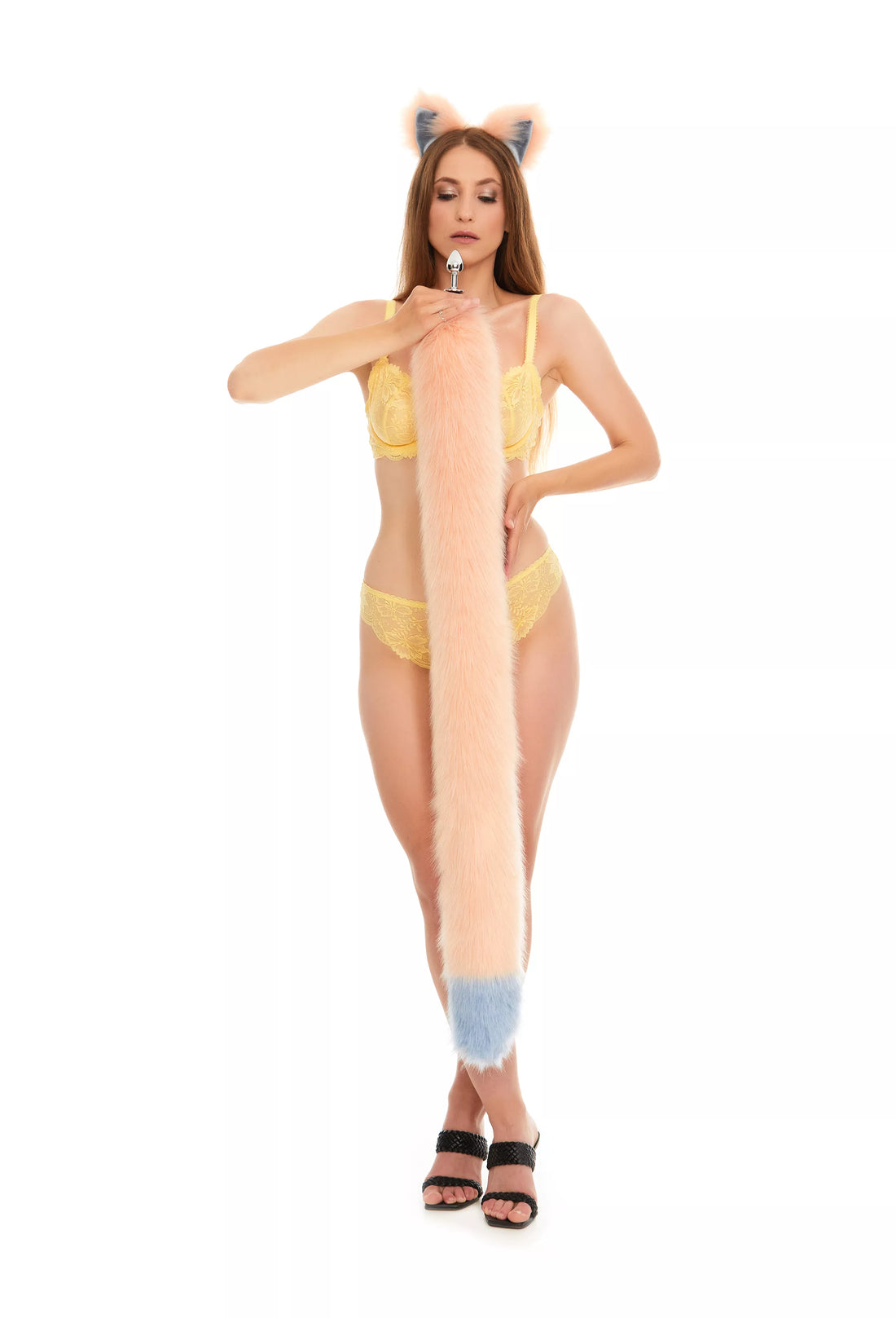 Tail Butt Plug peach with grey tip  40"