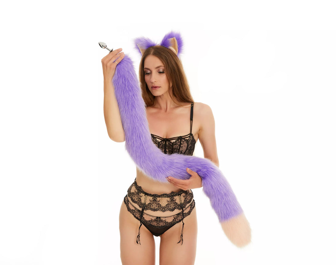 Tail Butt Plug lilac with peach tip  40"