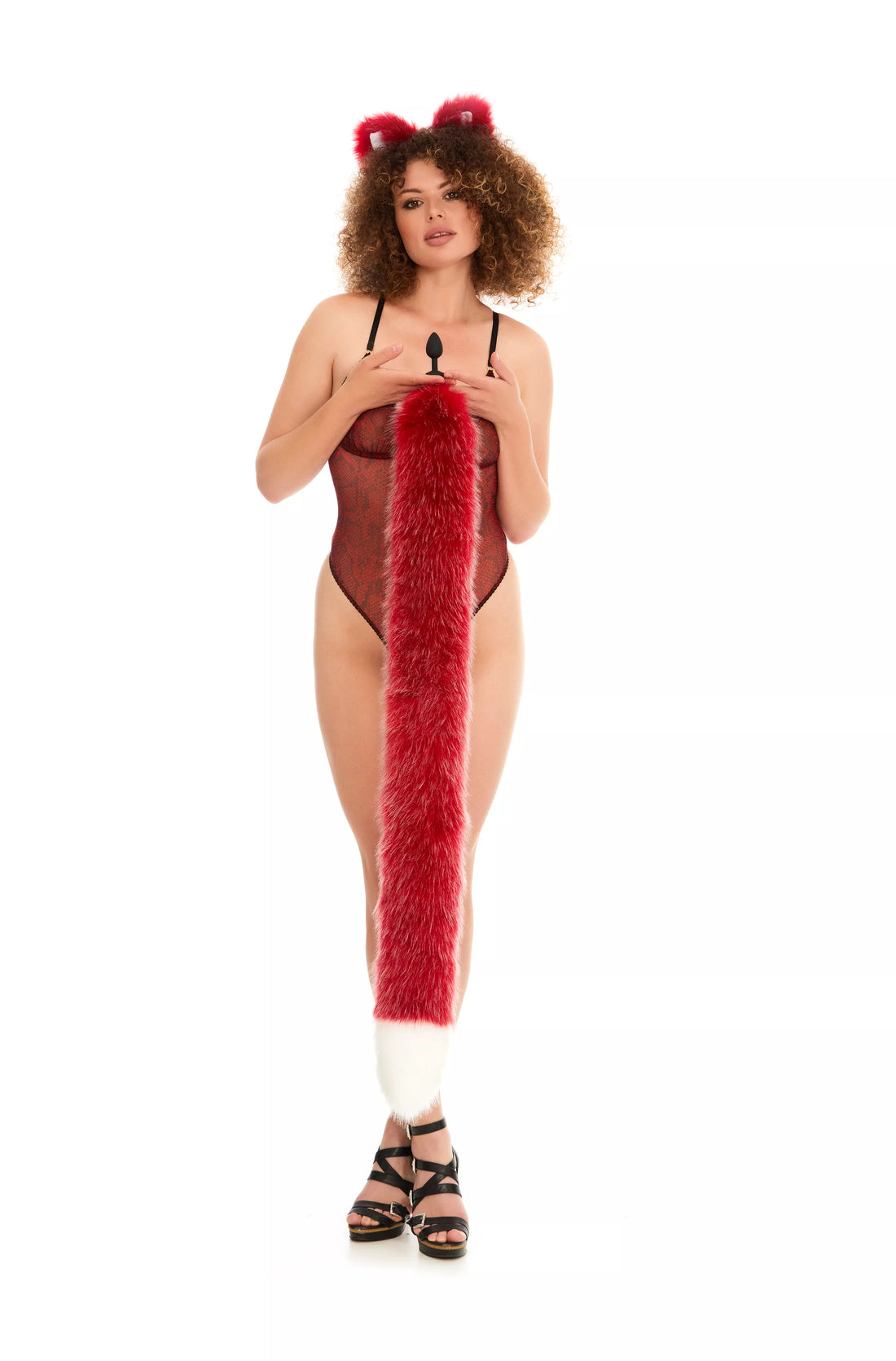 Tail Butt Plug red with white tip  40"
