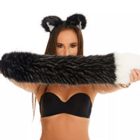 Tail butt plug black with white tip 25"