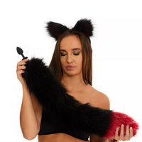 Tail Butt Plug black with red tip 25"