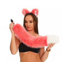 Tail Butt Plug pink with white tip 25"