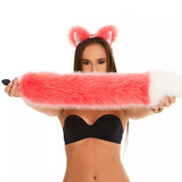 Tail Butt Plug pink with white tip 25"