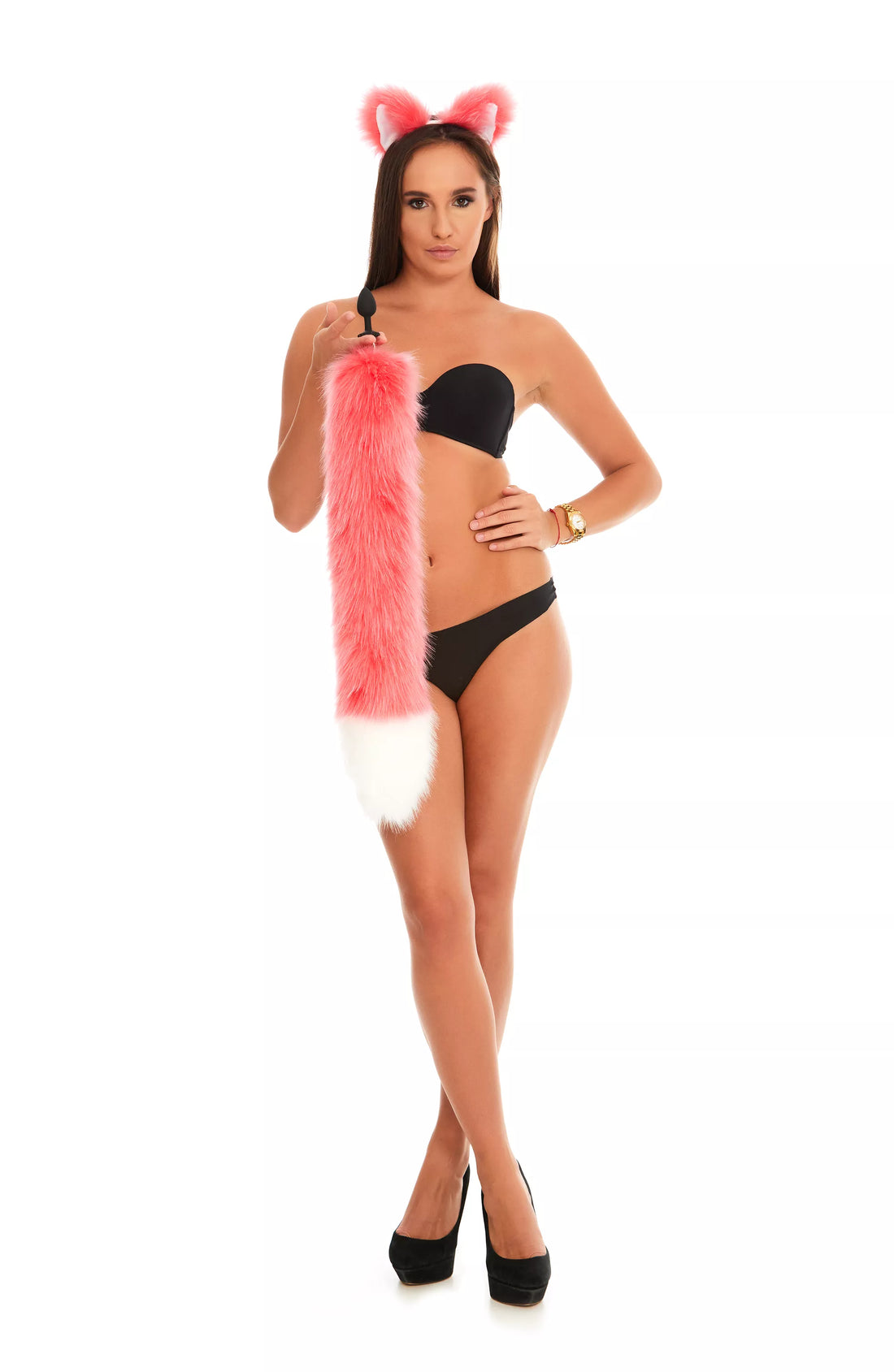 Tail Butt Plug pink with white tip 25"