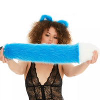 Tail Butt Plug blue with white tip 25"