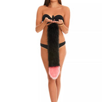 Tail Butt Plug black with pink tip 25"