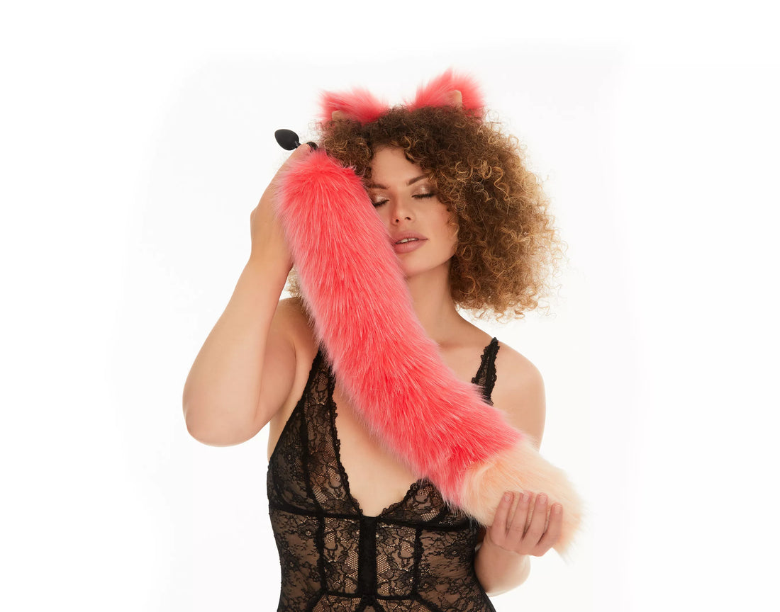 Tail Butt Plug pink with peach tip 25"