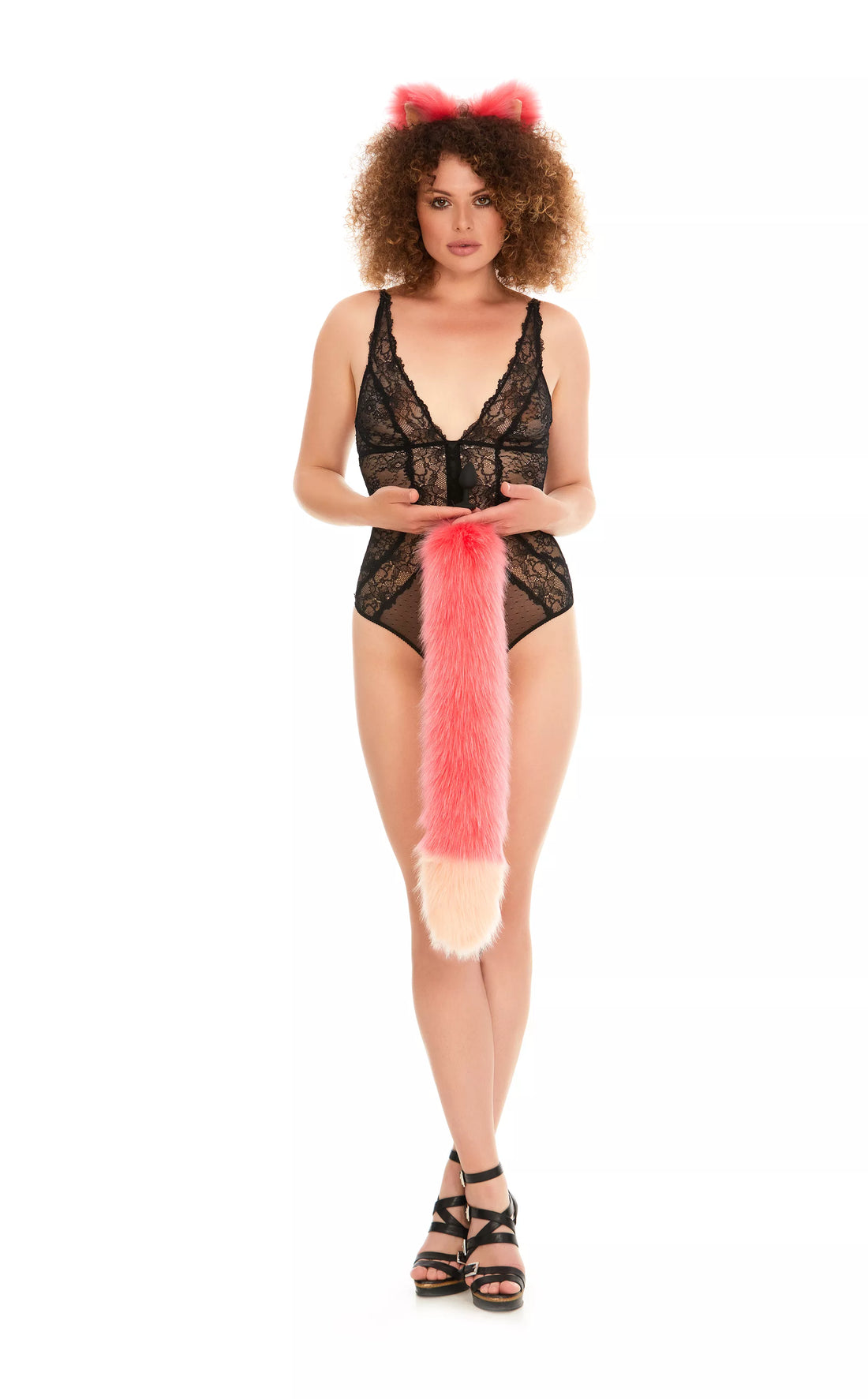 Tail Butt Plug pink with peach tip 25"
