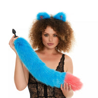 Tail Butt Plug blue with pink tip 25"