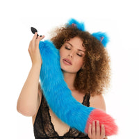 Tail Butt Plug blue with pink tip 25"