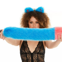 Tail Butt Plug blue with pink tip 25"