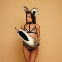 Tail butt plug multicolor black white brown 19" - OKOVA