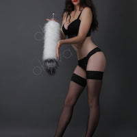 Tail butt plug white with gray tip 19" - OKOVA