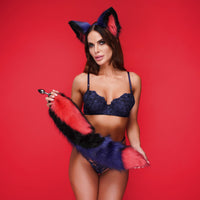 Tail butt plug multicolor red black blue 29" - OKOVA